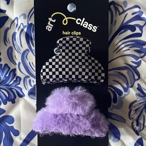 {Art Class} Checkered and Lavender Hair Clips